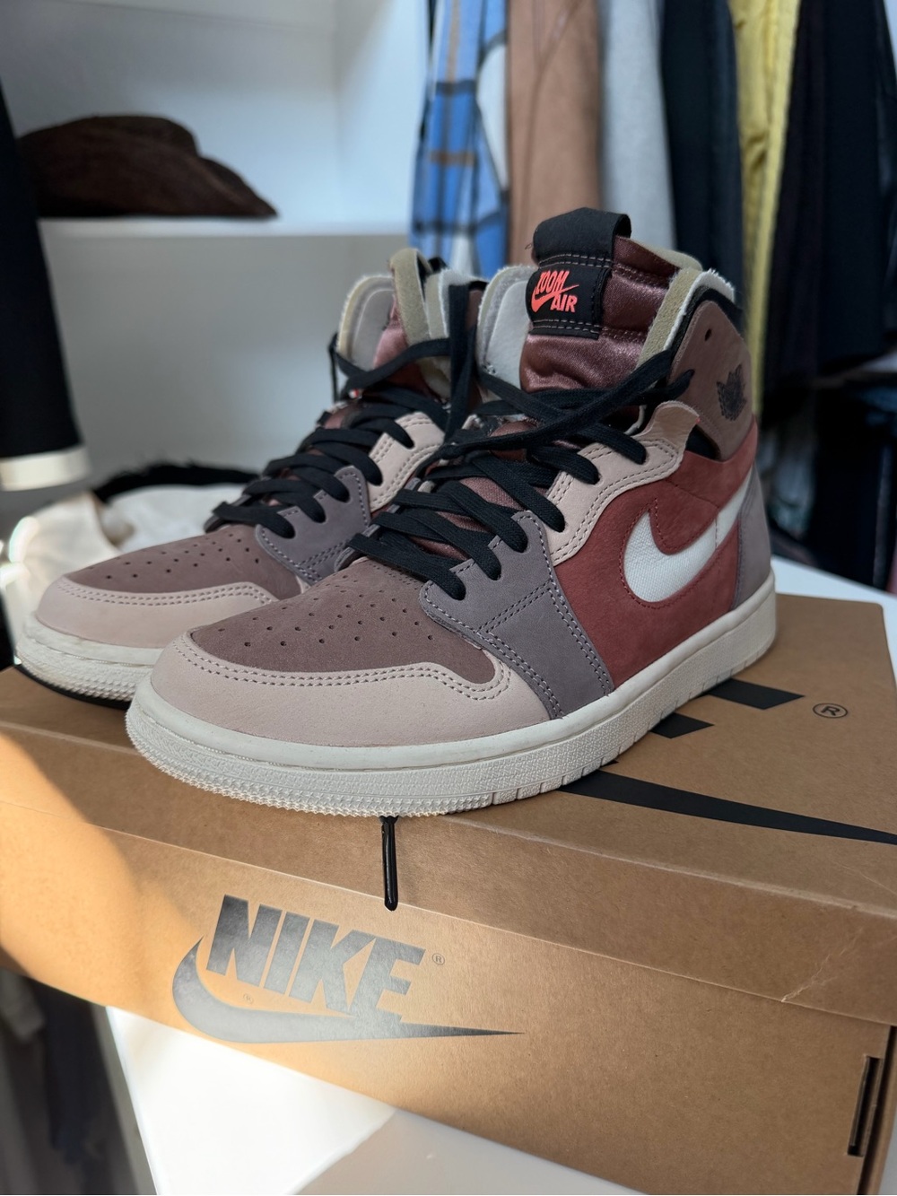 Nike Air Jordan 1 Mid Women’s Sneakers in Dusty Pink, Mauve & White